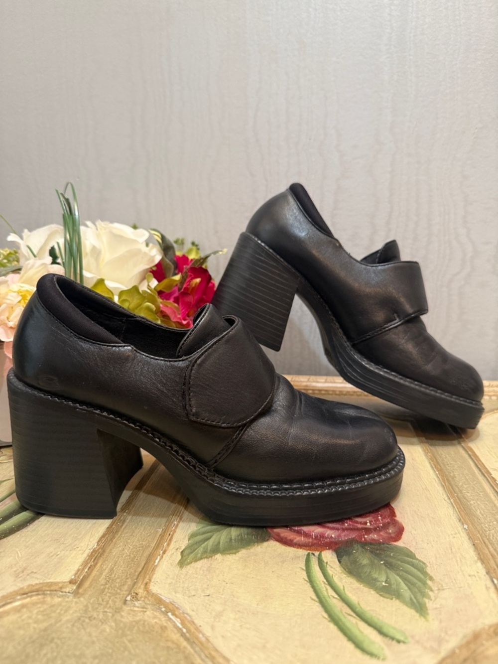 Skechers Chunky Platform Loafers SN2051 Y2K Goth Grunge Black Sz 7